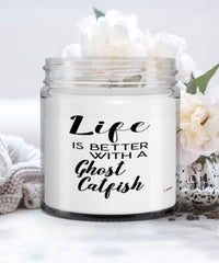 Funny Ghost Catfish Candle Life Is Better With A Ghost Catfish 9oz Vanilla Scented Candles Soy Wax