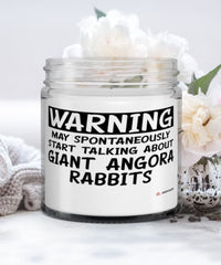 Funny Giant Angora Rabbit Candle Warning May Spontaneously Start Talking About Giant Angora Rabbits 9oz Vanilla Scented Candles Soy Wax