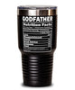 Funny Godfather Nutrition Facts Tumbler 30oz Stainless Steel