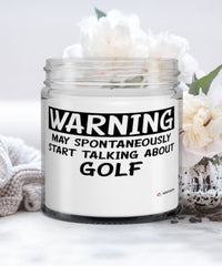 Funny Golf Candle Warning May Spontaneously Start Talking About Golf 9oz Vanilla Scented Candles Soy Wax