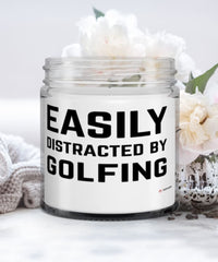 Funny Golfer Candle Easily Distracted By Golfing 9oz Vanilla Scented Candles Soy Wax
