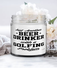 Funny Golfer Candle Just Another Beer Drinker With A Golfing Problem 9oz Vanilla Scented Candles Soy Wax