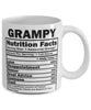 Funny Grampy Nutritional Facts Coffee Mug 11oz White