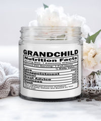 Funny Grandchild Candle Nutrition Facts 9oz Vanilla Scented Candles Soy Wax
