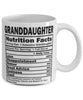 Funny Granddaughter Nutritional Facts Coffee Mug 11oz White