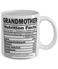 Funny Grandmother Nutritional Facts Coffee Mug 11oz White
