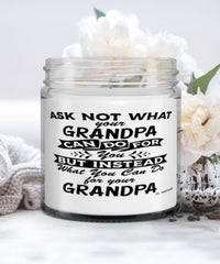 Funny Grandpa Candle Ask Not What Your Grandpa Can Do For You 9oz Vanilla Scented Candles Soy Wax