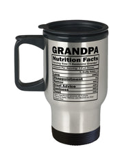 Funny Grandpa Nutrition Facts Travel Mug 14oz Stainless Steel