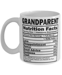 Funny Grandparent Nutritional Facts Coffee Mug 11oz White