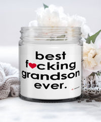 Funny Grandson Candle B3st F-cking Grandson Ever 9oz Vanilla Scented Candles Soy Wax