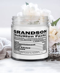 Funny Grandson Candle Nutrition Facts 9oz Vanilla Scented Candles Soy Wax