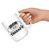 Funny Gym Mug Iron Is My Therapy 15oz White Coffee Mugs