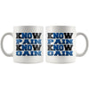 Funny Gym Mug Know Pain Know Gain 11oz White Coffee Mugs