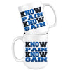 Funny Gym Mug Know Pain Know Gain 15oz White Coffee Mugs