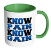 Funny Gym Mug Know Pain Know Gain White 11oz Accent Coffee Mugs