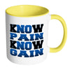 Funny Gym Mug Know Pain Know Gain White 11oz Accent Coffee Mugs