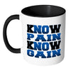 Funny Gym Mug Know Pain Know Gain White 11oz Accent Coffee Mugs