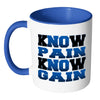 Funny Gym Mug Know Pain Know Gain White 11oz Accent Coffee Mugs