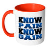 Funny Gym Mug Know Pain Know Gain White 11oz Accent Coffee Mugs