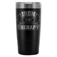 Funny Gym Travel Mug Iron Is My Therapy 20oz Stainless Steel Tumbler