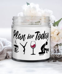 Funny Gymnast Candle Adult Humor Plan For Today Gymnastics Wine 9oz Vanilla Scented Candles Soy Wax