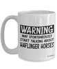 Funny Haflinger Horse Mug Warning May Spontaneously Start Talking About Haflinger Horses Coffee Cup White GB