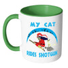 Funny Halloween Cat Mug My Cat Rides Shotgun White 11oz Accent Coffee Mugs