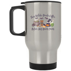 Funny Halloween Travel Mug This Witch Needs Coffee Before Any Hocus Pocus 14oz Stainless Steel XP8400S