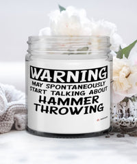 Funny Hammer Throwing Candle Warning May Spontaneously Start Talking About Hammer Throwing 9oz Vanilla Scented Candles Soy Wax