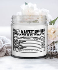 Funny Health and Safety Engineer Candle Nutrition Facts 9oz Vanilla Scented Candles Soy Wax