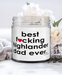 Funny Highlander Cat Candle B3st F-cking Highlander Dad Ever 9oz Vanilla Scented Candles Soy Wax