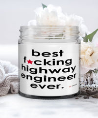 Funny Highway Engineer Candle B3st F-cking Highway Engineer Ever 9oz Vanilla Scented Candles Soy Wax
