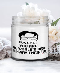 Funny Highway Engineer Candle Fact You Are The Worlds B3st Highway Engineer 9oz Vanilla Scented Candles Soy Wax