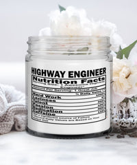 Funny Highway Engineer Candle Nutrition Facts 9oz Vanilla Scented Candles Soy Wax