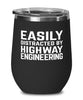 Funny Highway Engineer Wine Tumbler Easily Distracted By Highway Engineering Stemless Wine Glass 12oz Stainless Steel