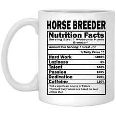 Funny Horse Breeder Mug Nutritional Facts Coffee Cup 11oz White XP8434