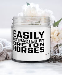 Funny Horse Candle Easily Distracted By Breton Horses 9oz Vanilla Scented Candles Soy Wax