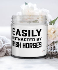 Funny Horse Candle Easily Distracted By Irish Horses 9oz Vanilla Scented Candles Soy Wax