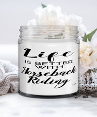 Funny Horse Candle Life Is Better With Horseback Riding 9oz Vanilla Scented Candles Soy Wax