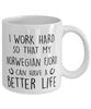 Funny Horse Mug I Work Hard So That My Norwegian Fjord Can Have A Better Life Coffee Mug 11oz White