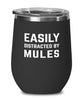 Funny Horse Wine Tumbler Easily Distracted By Mules Stemless Wine Glass 12oz Stainless Steel