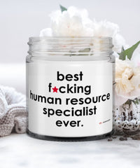 Funny Human Resource Specialist Candle B3st F-cking Human Resource Specialist Ever 9oz Vanilla Scented Candles Soy Wax
