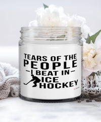 Funny Ice Hockey Candle Tears Of The People I Beat In Ice Hockey 9oz Vanilla Scented Candles Soy Wax