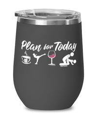 Funny Ice Skater Wine Glass Adult Humor Plan For Today Ice Skating 12oz Stainless Steel Black