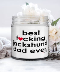 Funny Jackshund Dog Candle B3st F-cking Jackshund Dad Ever 9oz Vanilla Scented Candles Soy Wax