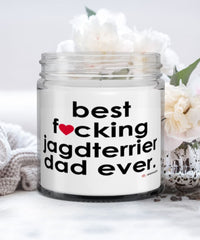 Funny Jagdterrier Dog Candle B3st F-cking Jagdterrier Dad Ever 9oz Vanilla Scented Candles Soy Wax