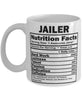 Funny Jailer Nutritional Facts Coffee Mug 11oz White