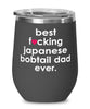 Funny Japanese Bobtail Cat Wine Glass B3st F-cking Japanese Bobtail Dad Ever 12oz Stainless Steel Black
