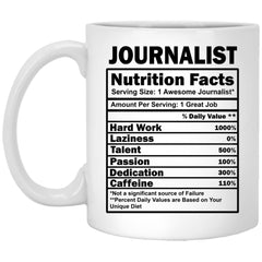 Funny Journalist Mug Nutrition Facts Coffee Cup 11oz White XP8434