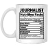 Funny Journalist Mug Nutrition Facts Coffee Cup 11oz White XP8434